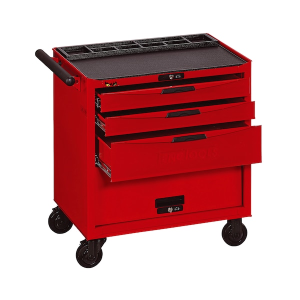 8 Series Roller Cabinet, 3 Drawer, Red, Steel, 26 in W x 18 in D x 30 in H